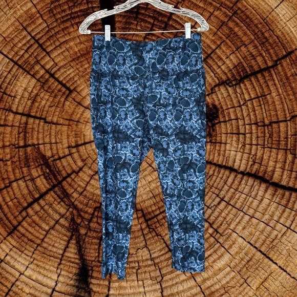 Danskin Women's Watercolor Floral Printed Leggings Blue Size Large - Picture 11 of 11